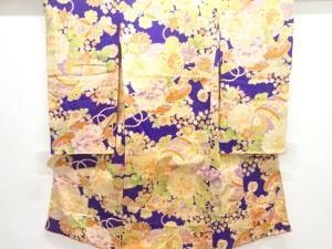 アンティーク　錦紗小槌に花模様着物